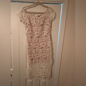 Lace white midi off the shoulder dress